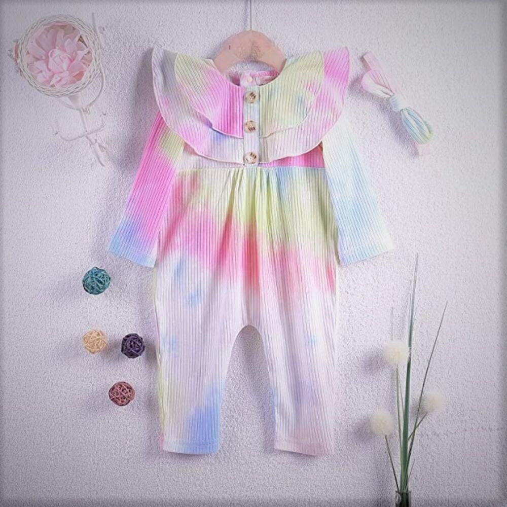 3-6 month Tie Dye Romper with Headband Set